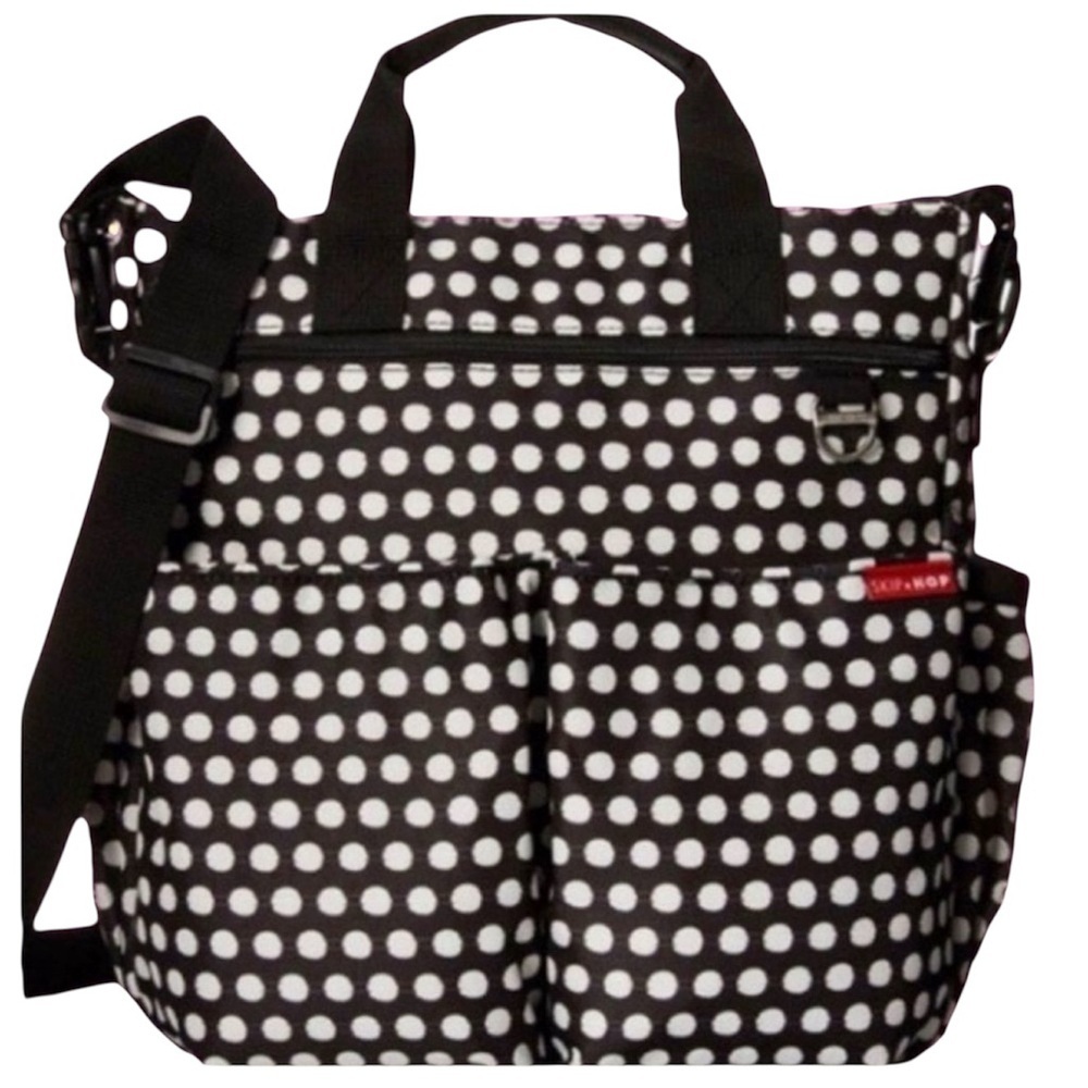 Skip Hop tote polka dots black white diaper bag messenger style target designer